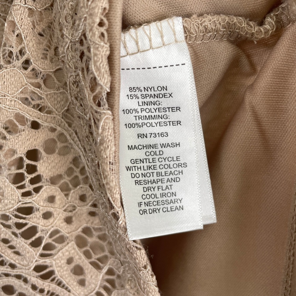 Cable & Gauge Womens Tan Floral Lace High Neck Sleeveless‎ Shell Coquette Top M - Picture 7 of 8